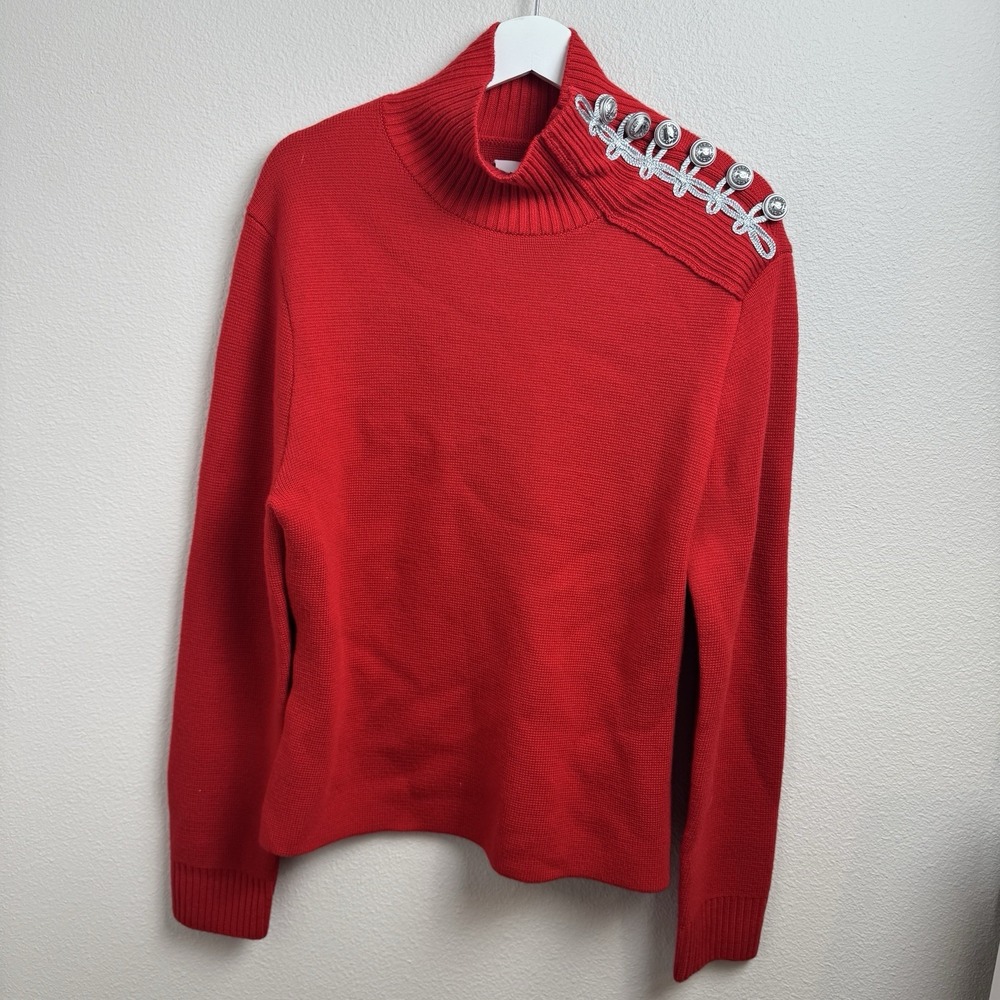 Rabanne H&M Men's Red 100% Wool Knit Mock Turtleneck Sweater Xmas Size XL New